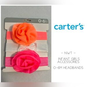 🆕CARTER’S - 0/6M - NWT - INFANT GIRLS 3PK HEADBANDS